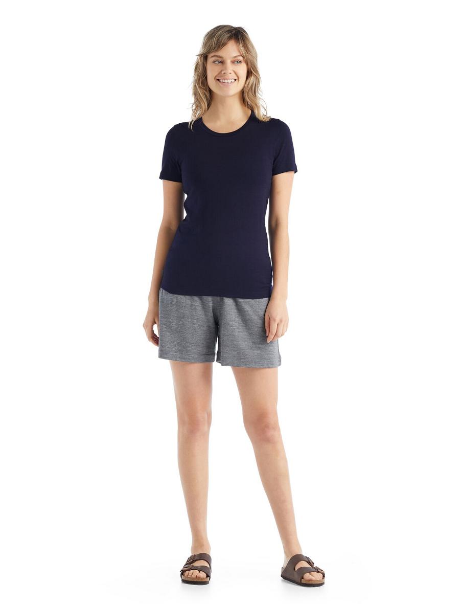 Midnight Navy Women's Icebreaker Merino Tech Lite II Short Sleeve T Shirts | USA 1577NWYB